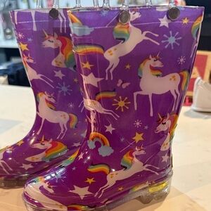 Kids Purple Unicorn Rain Boots - Brand